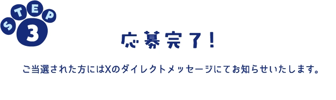 応募完了！ご当選された方にはXのダイレクトメッセージにてお知らせいたします。